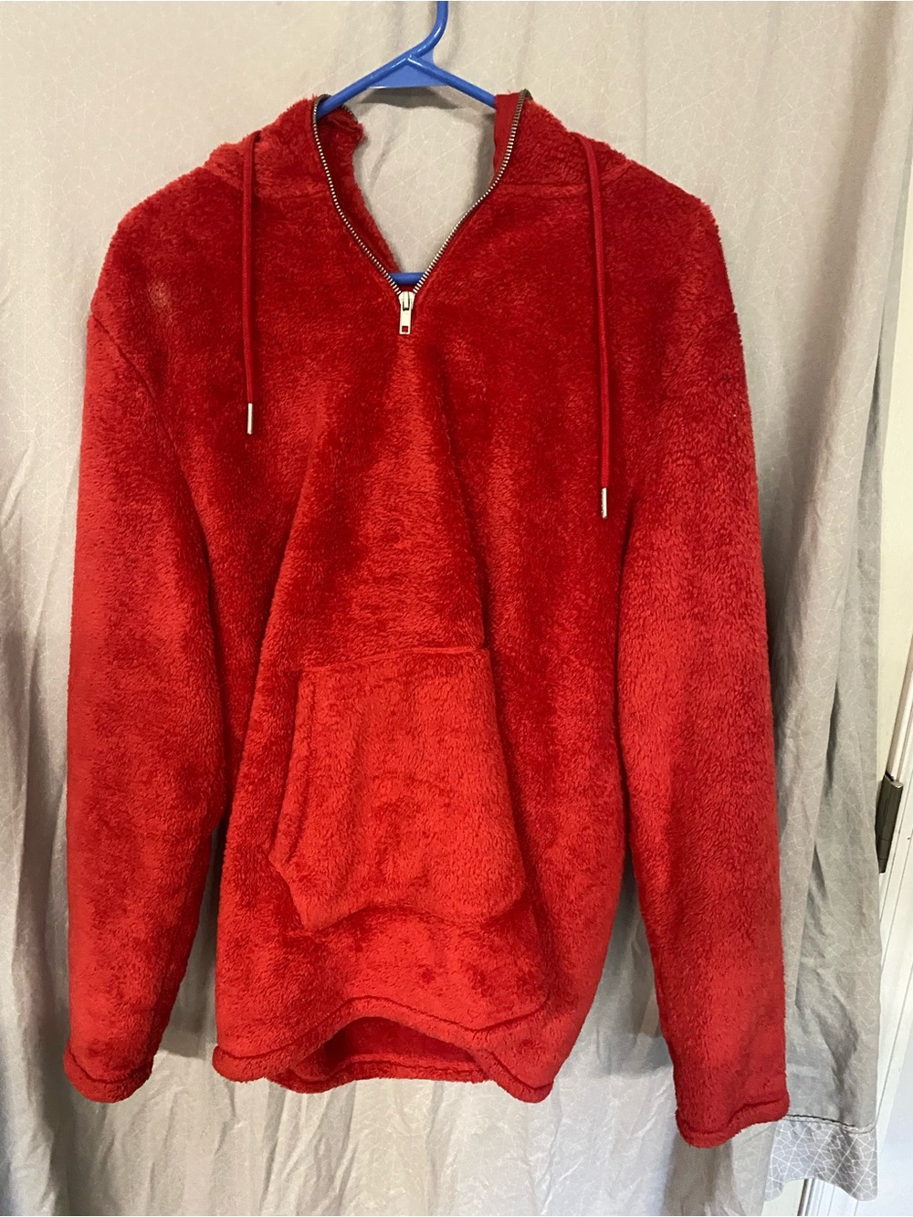 PacSun Plush Half-Zip Hoodie Sweater - Red